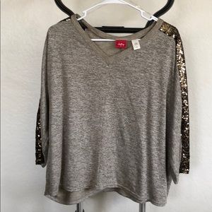 Buckle Sequined Sleeved Shirt